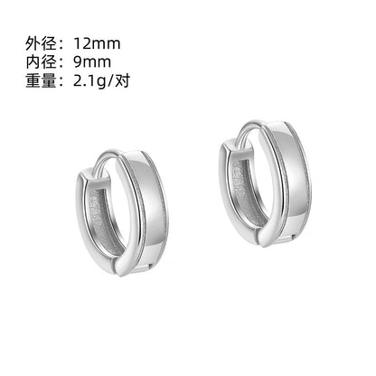 S925 光面素圈耳環高級感簡約冷淡風氣質時尚百搭耳圈耳扣耳飾