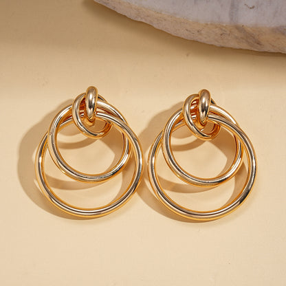 金屬幾何鏤空簡約耳環－65#耳環-金色款細節54｜https://igowo.tw/