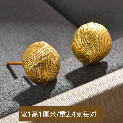 沙金扭紋復古耳釘－細節特寫13｜https://igowo.tw/