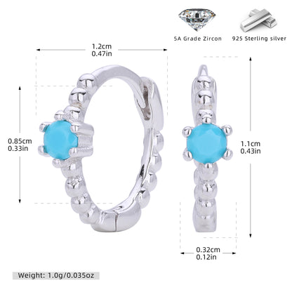 S925 耳環珠邊單彩鋯耳扣耳飾多色小眾輕奢百搭飾品