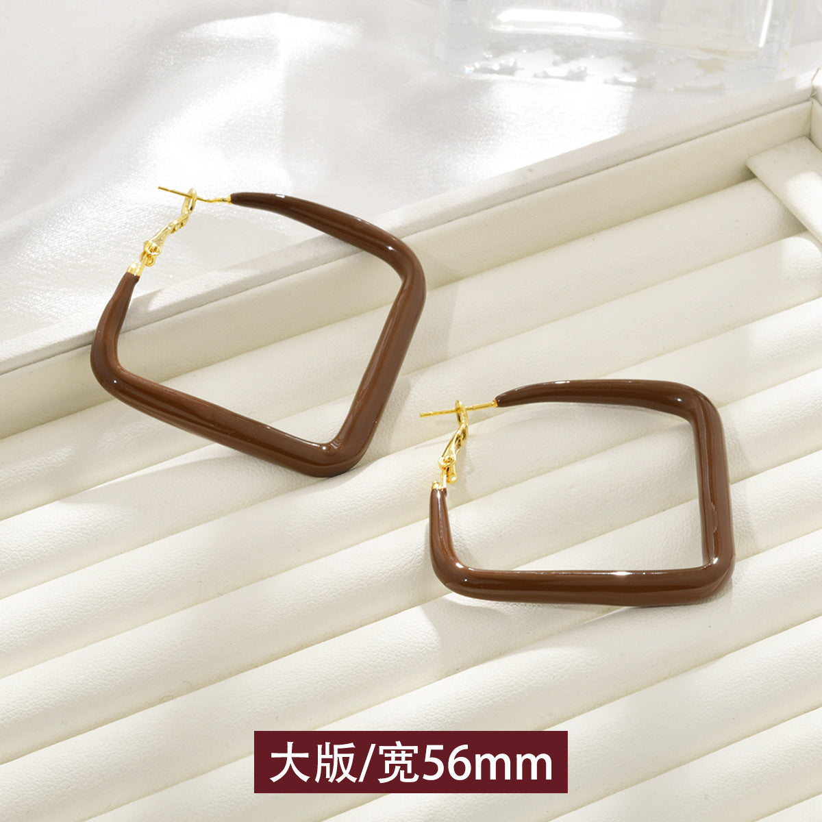 復古紅圓圈誇張耳環
