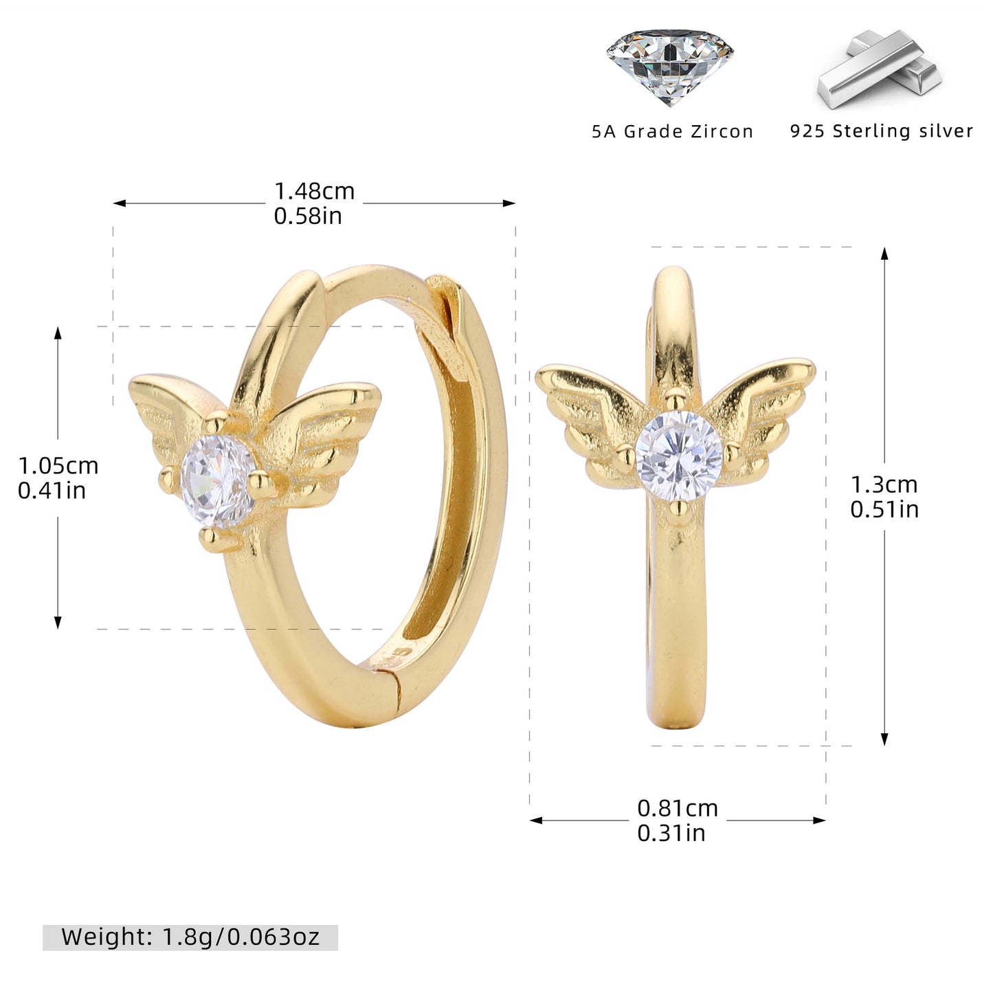 S925 耳環鑲鋯小飛賊哈利波特耳扣輕奢小眾百搭飾品