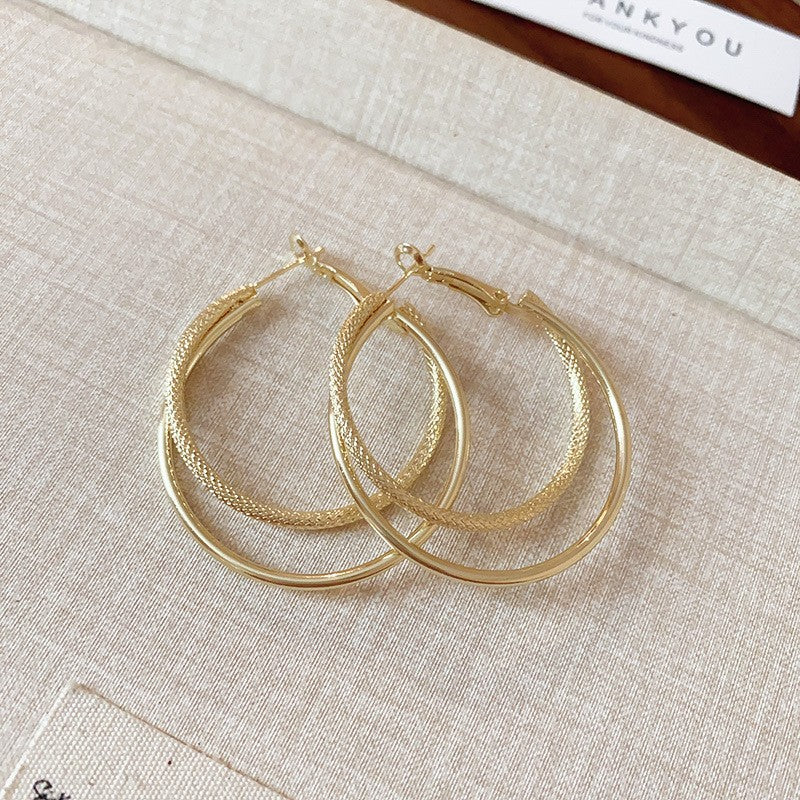 銀針秋冬跨境金屬耳環耳釘小眾時尚冷淡風耳圈百搭輕奢高級感耳飾
