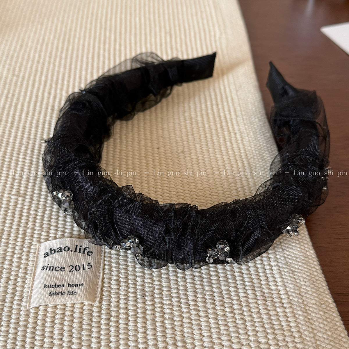 網紗鋯石寬版髮箍