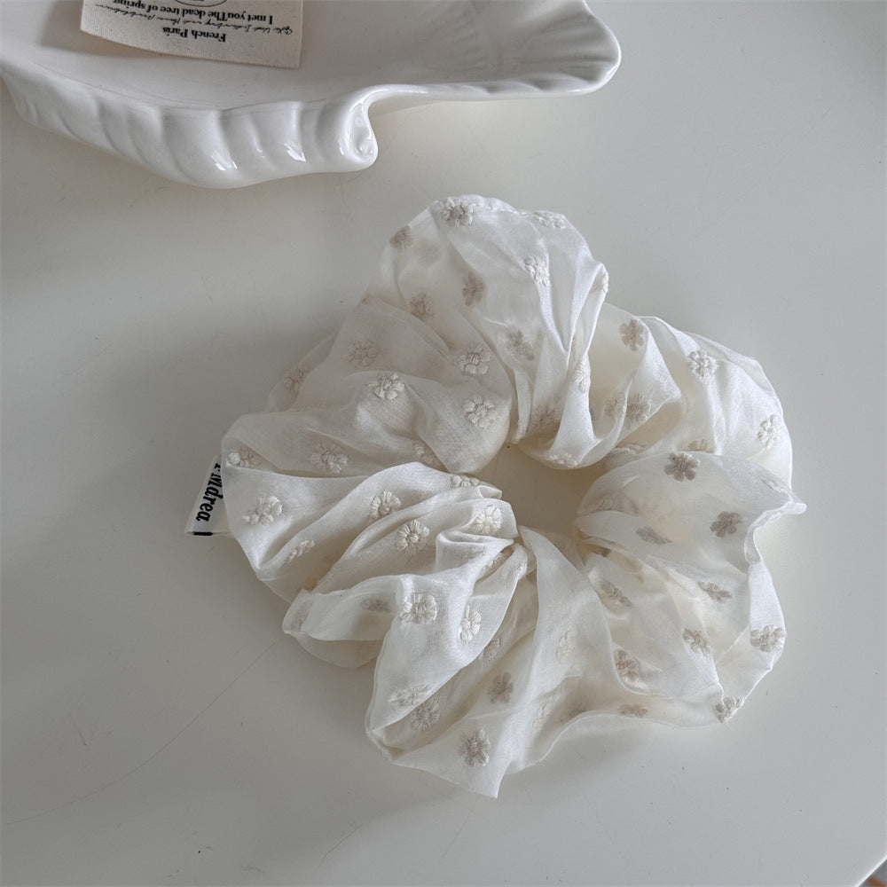 白色大腸圈刺繡髮圈
