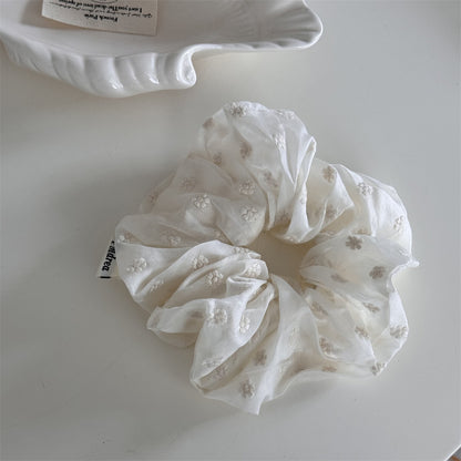 白色大腸圈刺繡髮圈