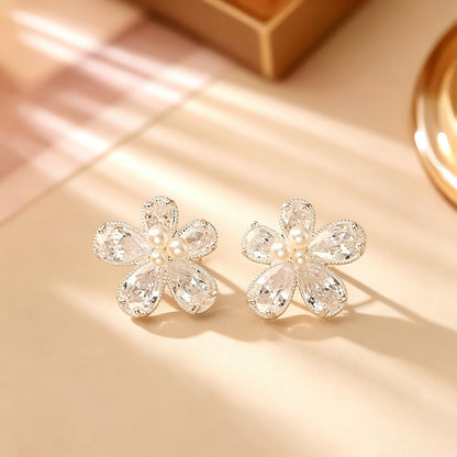 繽紛珍珠花朵立體耳釘－第二視角實拍｜https://igowo.tw/