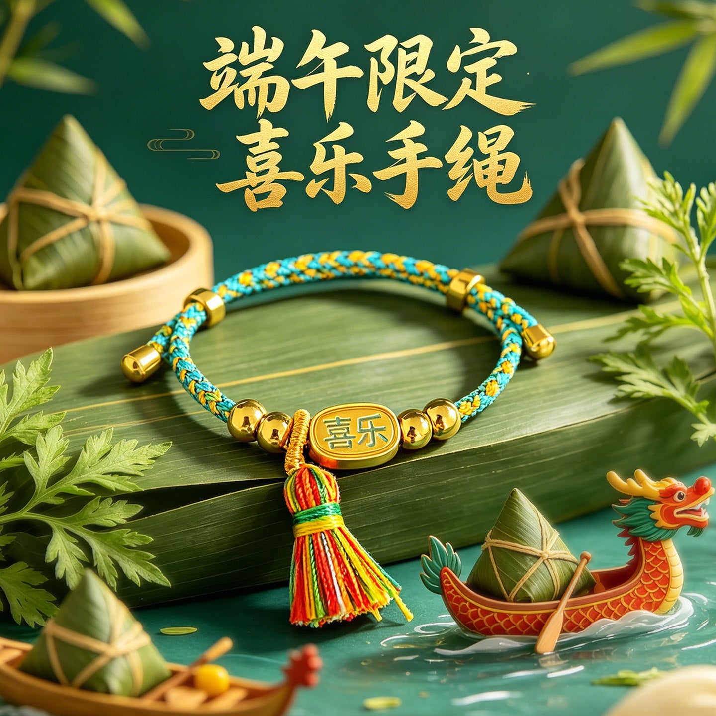 新款端午節五彩繩手鏈粽子掛件手繩小眾時尚百搭手環氣質手飾批發
