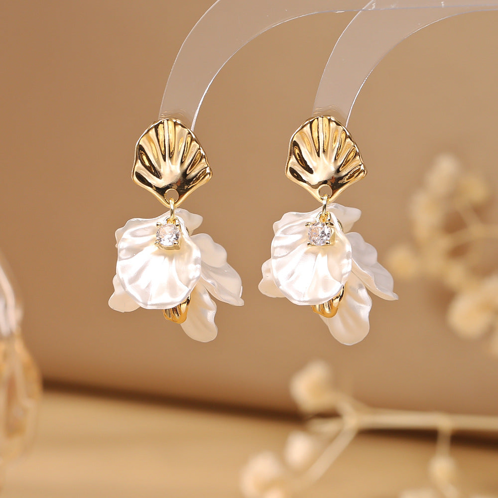 S925花朵流蘇耳環