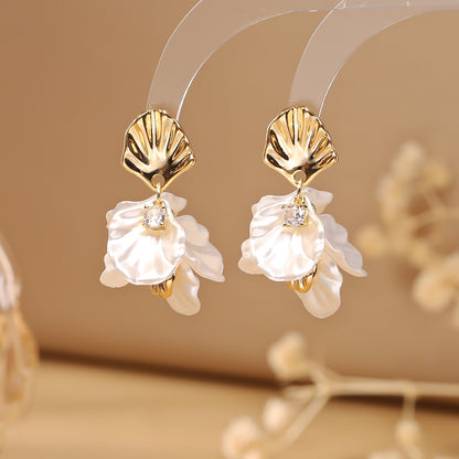 S925花朵流蘇耳環