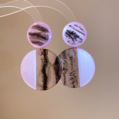 樹脂暈染彩色幾何耳環小眾設計感跨境耳墜歐美風復古夸張時尚耳飾