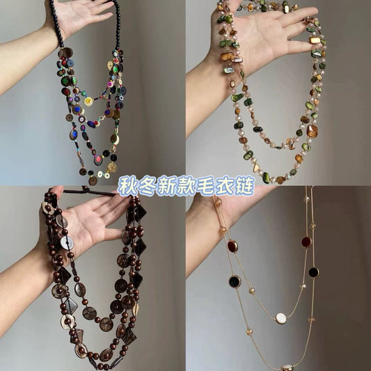 串珠不規則多層項鍊－商品主圖｜https://igowo.tw/