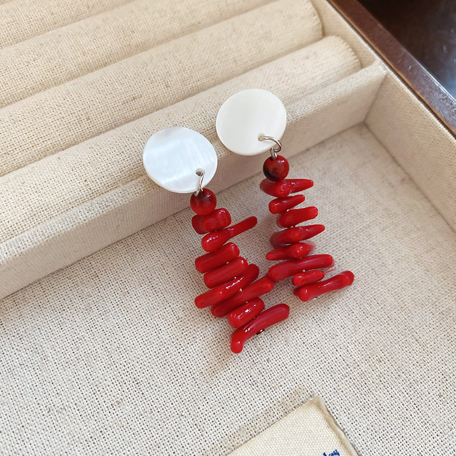 紅色花朵復古耳環－細節特寫45｜https://igowo.tw/