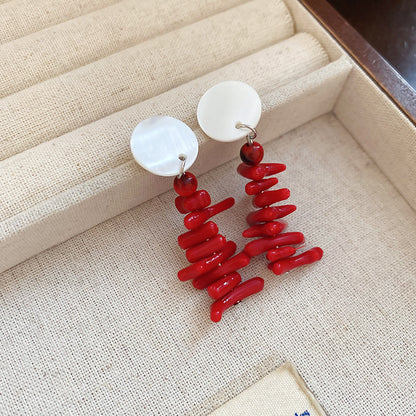 紅色花朵復古耳環－細節特寫45｜https://igowo.tw/