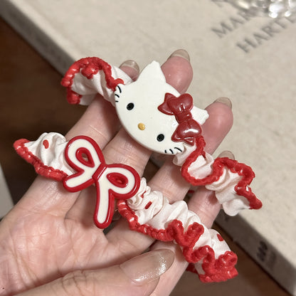紅色貓咪波點髮圈－第二視角實拍｜https://igowo.tw/