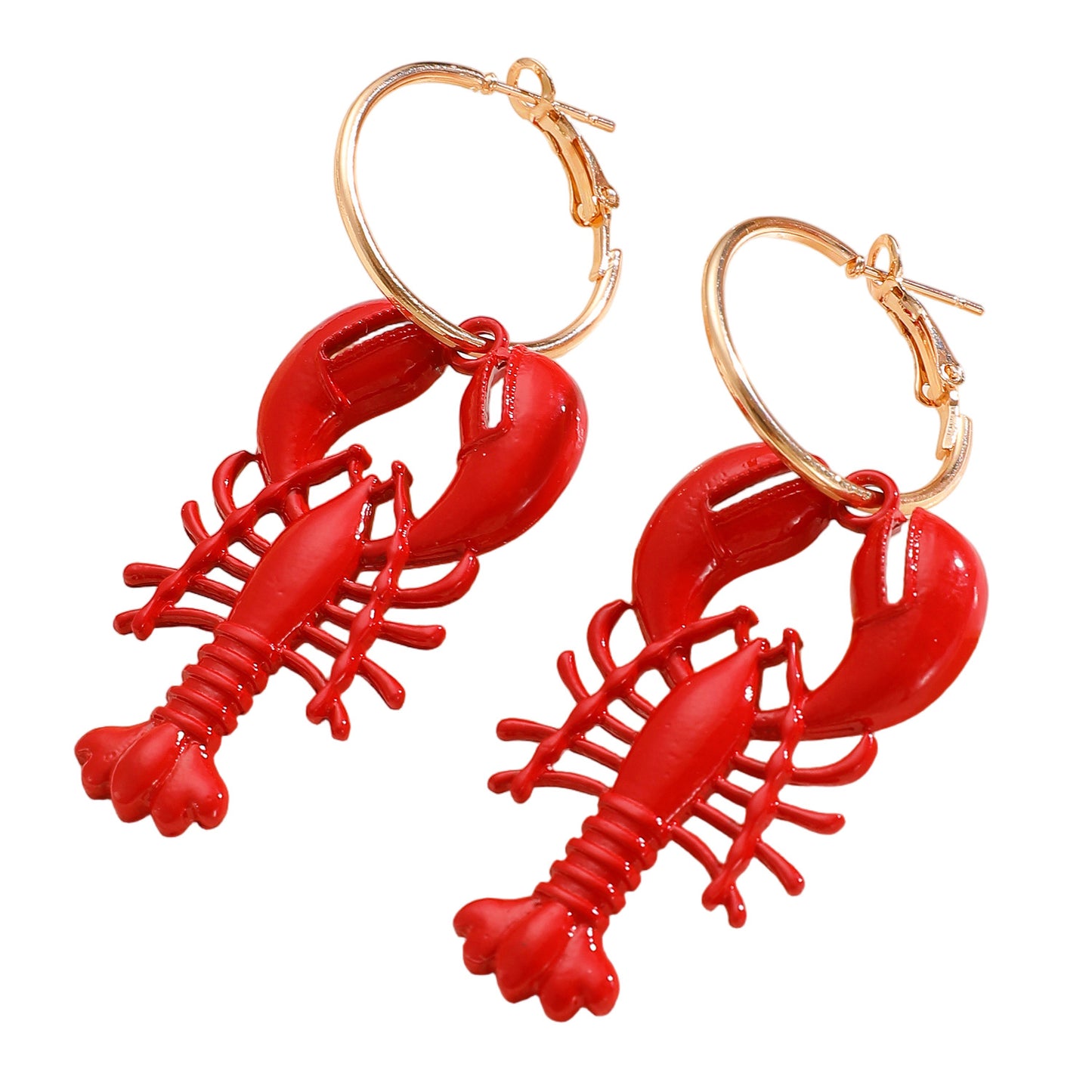 紅色琺瑯金屬垂墜耳環－白K 0241款細節3｜https://igowo.tw/