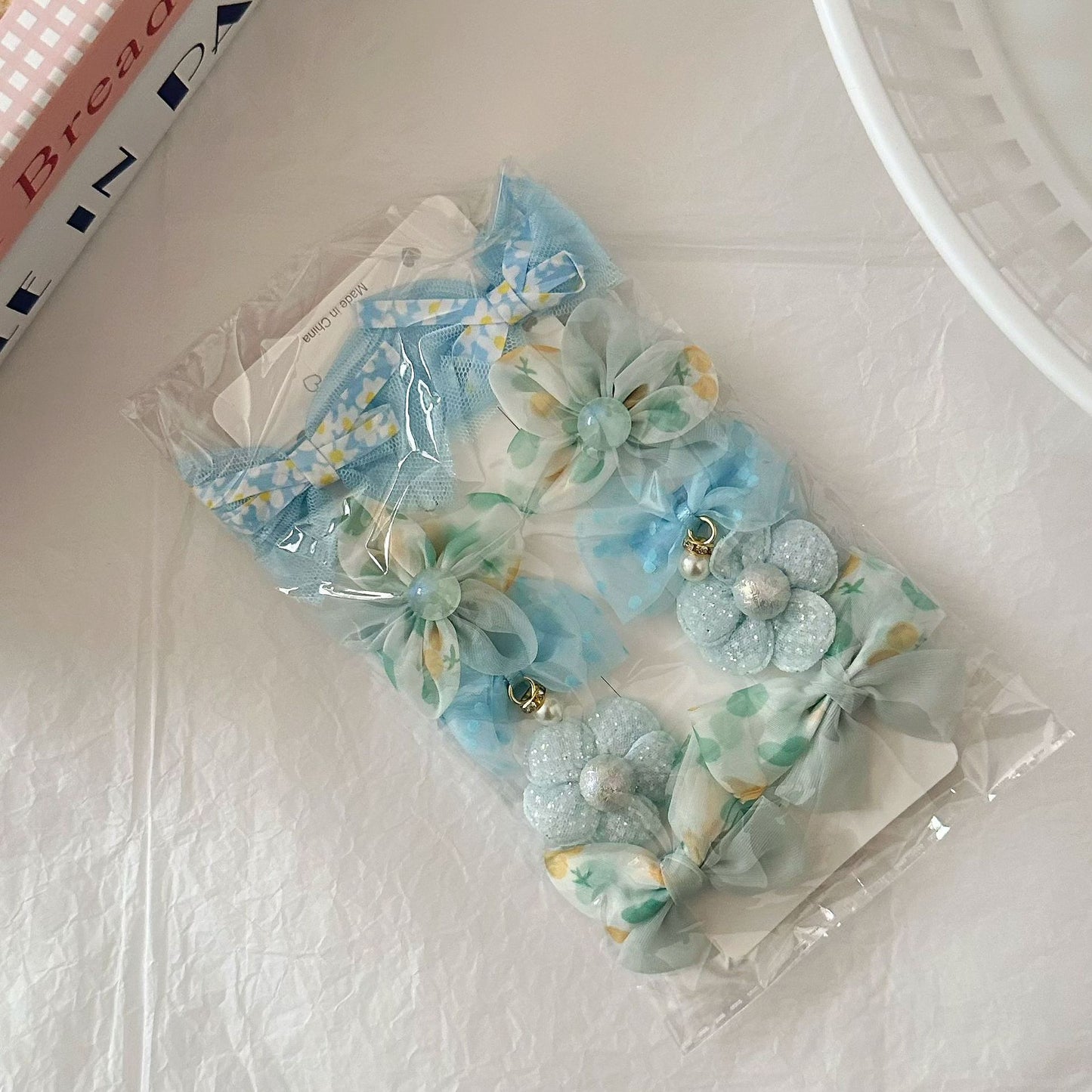 網紗蝴蝶結髮夾套組－紫色套裝髮夾款細節2｜https://igowo.tw/