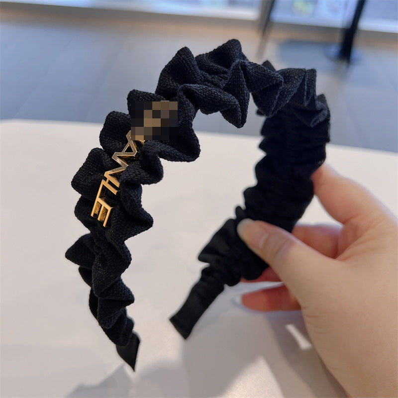 黑色字母復古髮箍