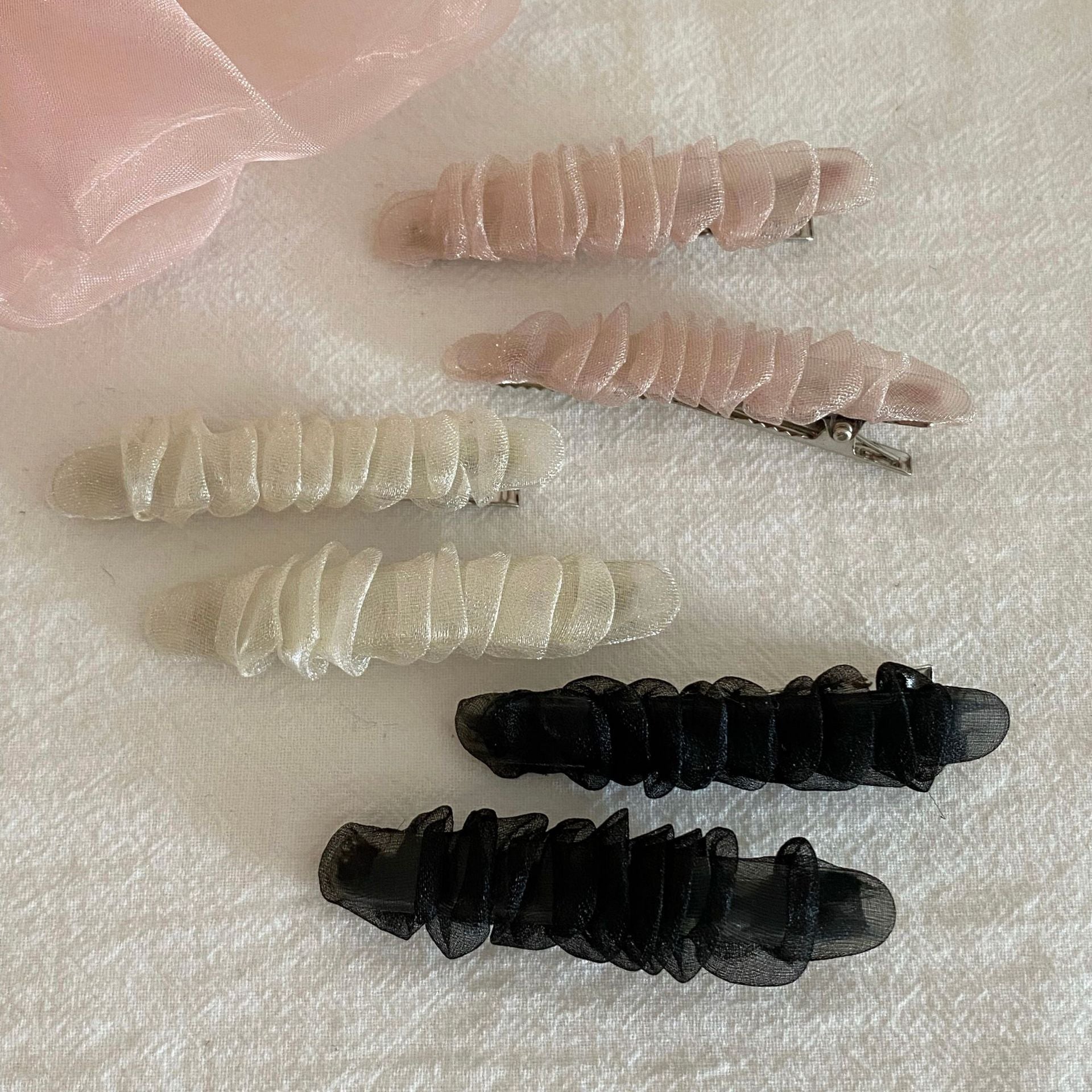 網紗簡約髮夾－黑色（單個）款細節｜https://igowo.tw/