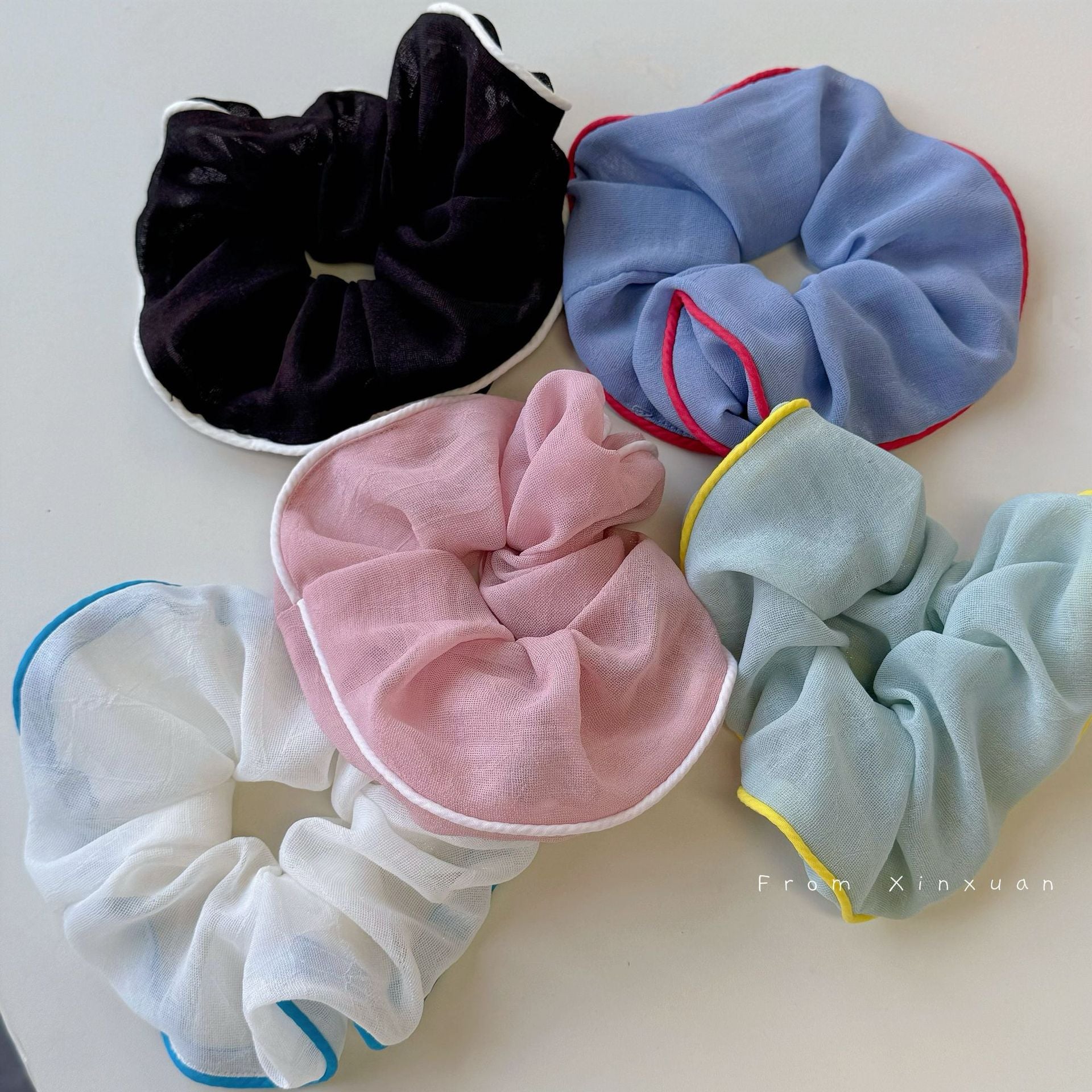 彩色網紗格紋髮圈－商品主圖｜https://igowo.tw/