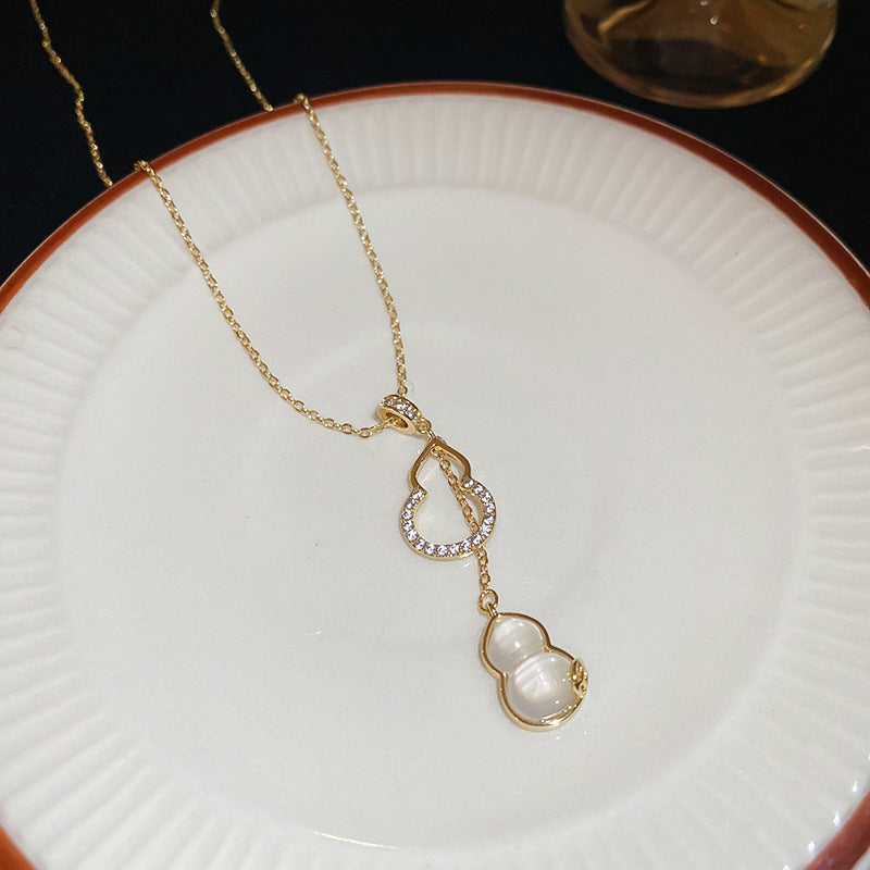 金色鋯石葫蘆墜飾項鍊
