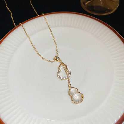 金色鋯石葫蘆墜飾項鍊