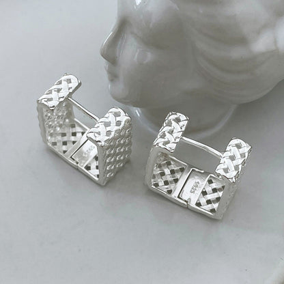 幾何鏤空編織耳釘