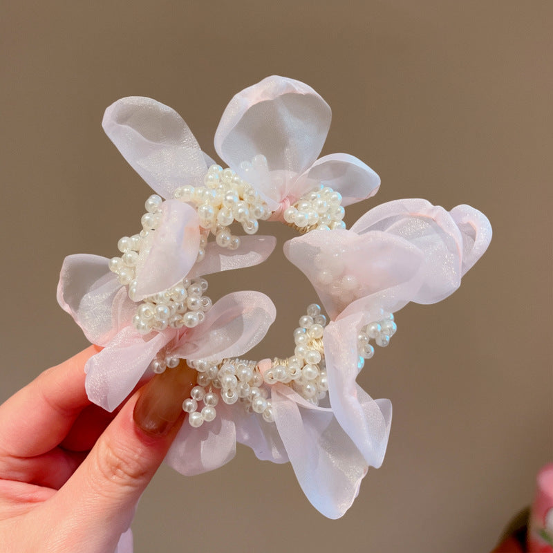 珍珠花朵髮圈