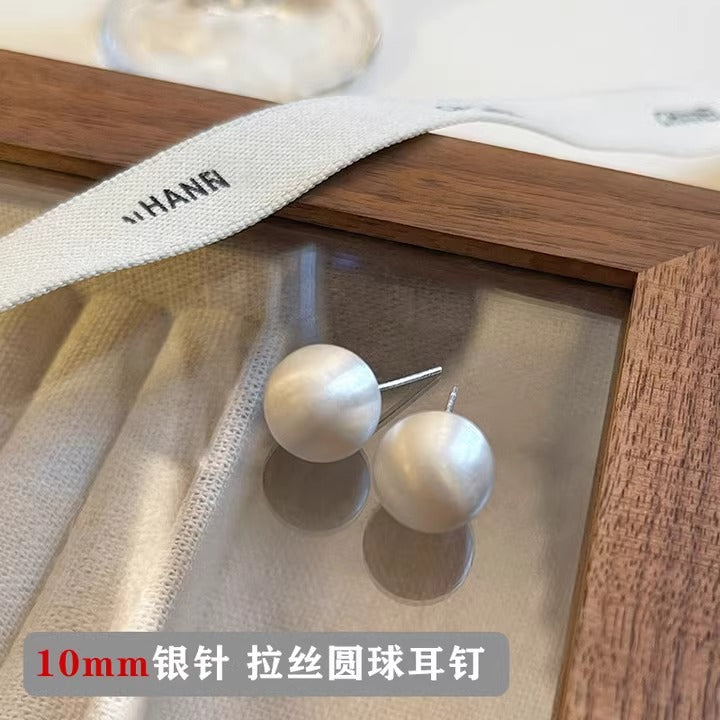圓珠拉絲復古耳釘