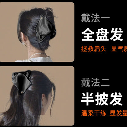 亞克力布藝緞面三角形抓夾韓系后腦勺盤發鯊魚夾小眾設計感發飾女