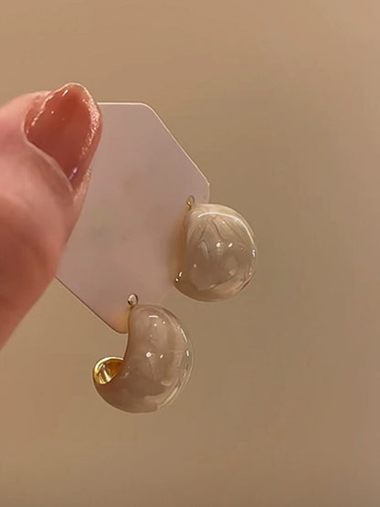 白色琺瑯圓珠復古耳釘