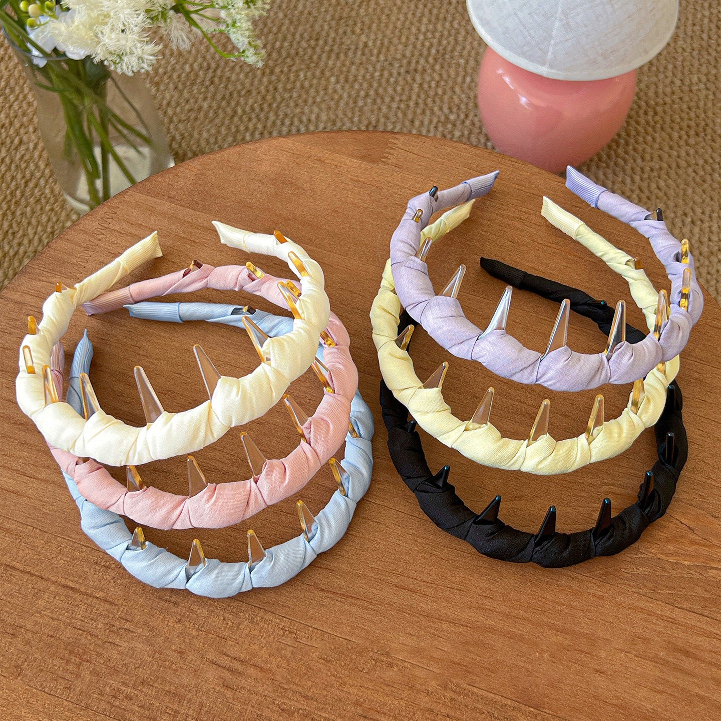 彩色布面纏繞髮箍－藍色款細節｜https://igowo.tw/