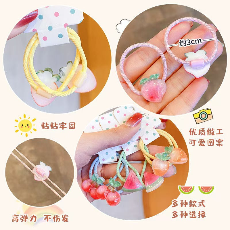 彈力繩水果卡通髮圈－細節特寫1｜https://igowo.tw/