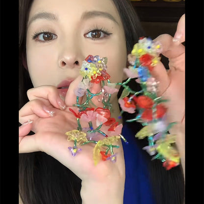 度假風水滴拉菲草耳環小清新時尚簡約百搭耳釘設計感小眾耳飾批發