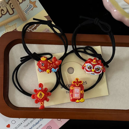 紅色簡約髮圈－魚髮圈款實拍｜https://igowo.tw/