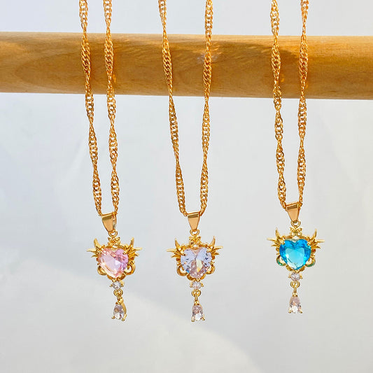 粉色海藍寶天使項鍊－商品主圖｜https://igowo.tw/