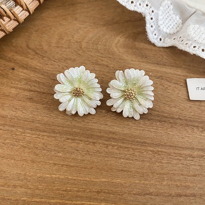 海邊度假風漸變油畫風花瓣耳釘小清新甜美耳環輕奢小眾高級感耳飾