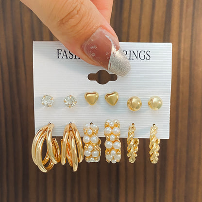 金屬幾何耳環套組－KC金 8991款細節5｜https://igowo.tw/