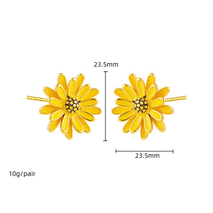 不鏽鋼雛菊誇張耳釘