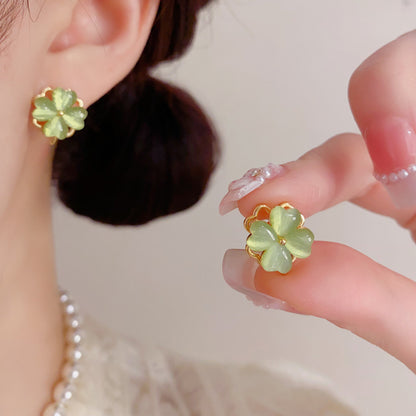 貓眼石扭紋簡約耳釘－商品主圖｜https://igowo.tw/