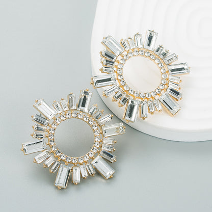 鋯石太陽花鑲鑽耳環－彩色款細節1｜https://igowo.tw/