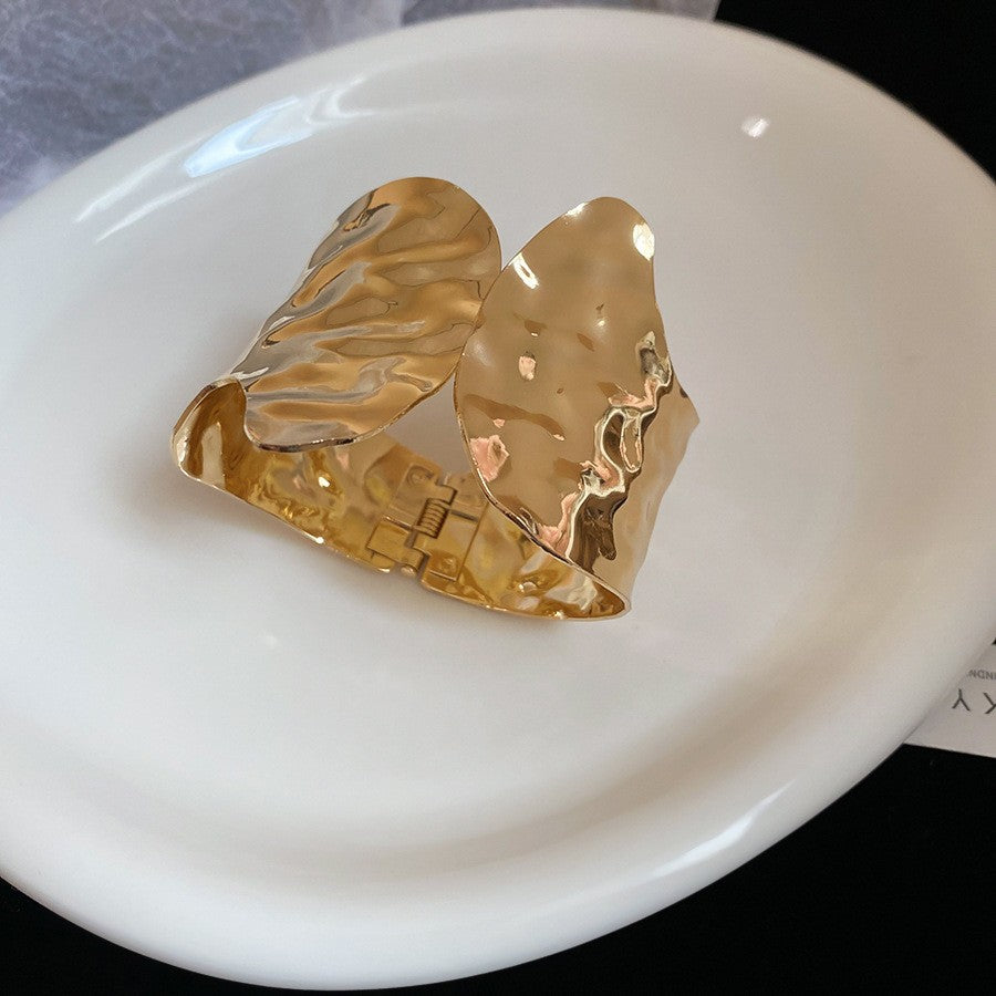 歐美金屬感幾何圓形開口手鐲時尚簡約百搭手環小眾設計感手飾批發