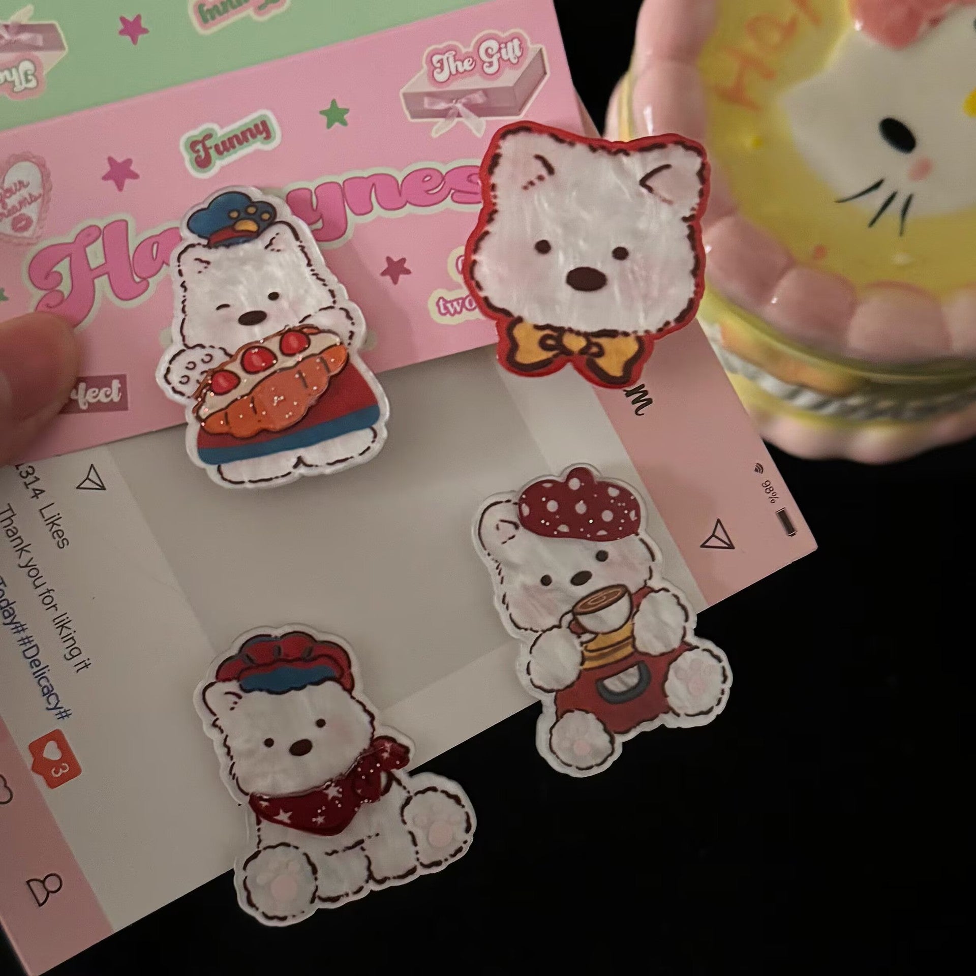 紅色小狗雙層髮夾－商品主圖｜https://igowo.tw/