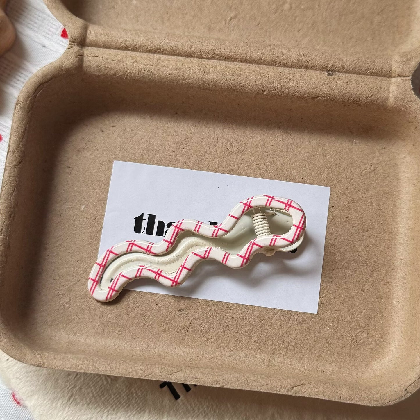 繽紛格紋貓咪髮夾