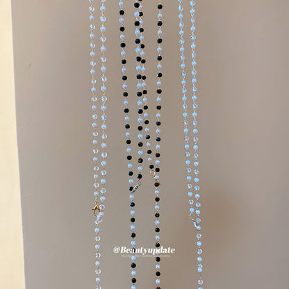水晶串珠項鍊－項鍊-銀色-黑色-單層款細節｜https://igowo.tw/