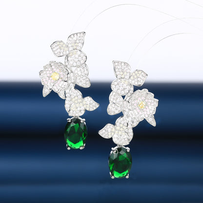 S925鋯石花朵微鑲耳墜－商品主圖｜https://igowo.tw/