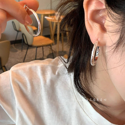 素圈磨砂耳環