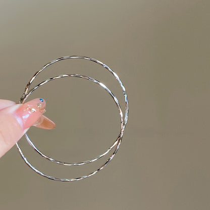 銀針素圈麻花耳環女簡約小眾高級感耳圈時尚百搭冷淡風耳飾設計感