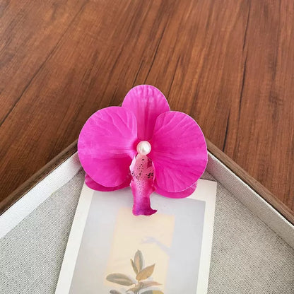 粉色蝴蝶花朵髮夾