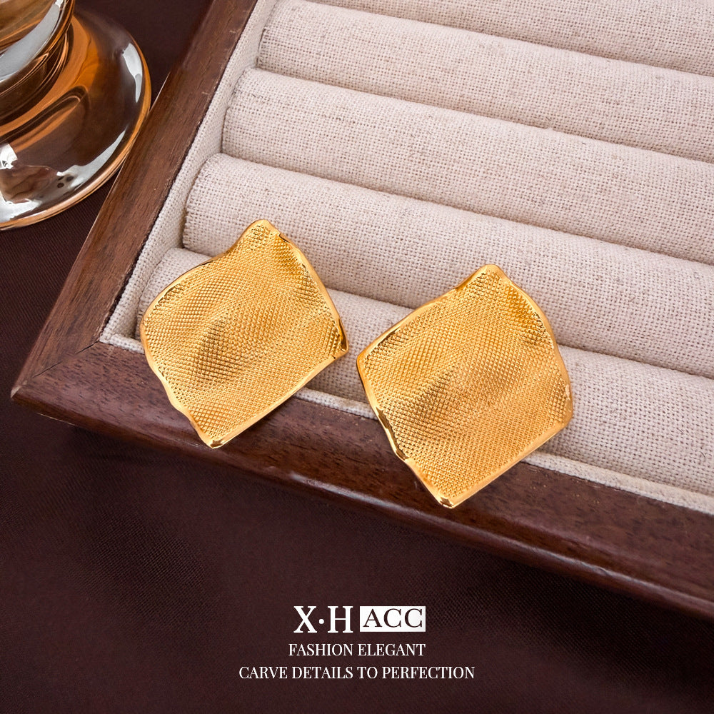 菱形不規則復古耳釘